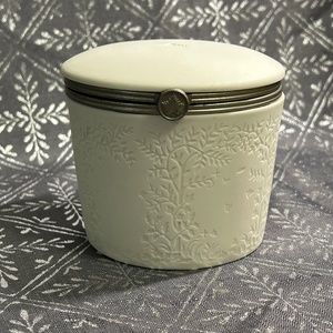 Crabtree & Evelyn Glass Jar with Mirrored Hinged Lid Foliage Etched Design